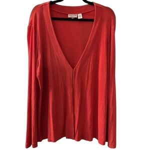 Chico's (SZ 3/XL) Coral-Red Long Sleeve V-Neck Top